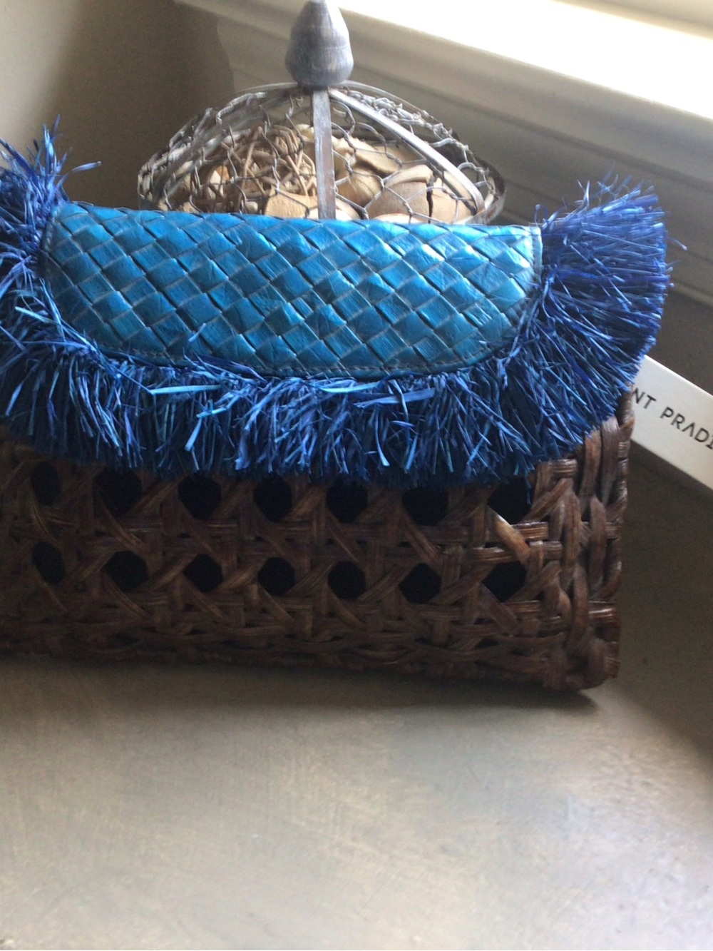 Woven Blue Fringe Clutch - Women's Wristlet